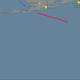 Red track is approximate flight path of large airliner estimated at 5,000-10,000 feet AGL, heading ESE. I was standing where the yellow arrow is.